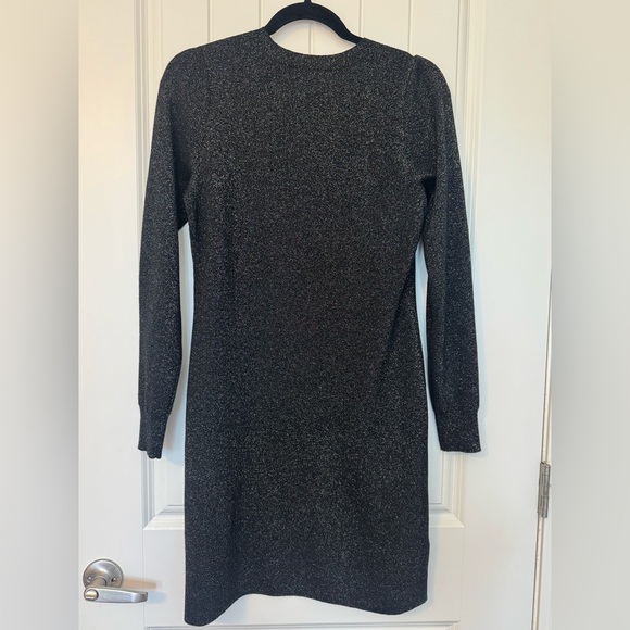 NWT LOFT Black Sparkle Shimmer Long Sleeve Dress - Picture 4 of 7